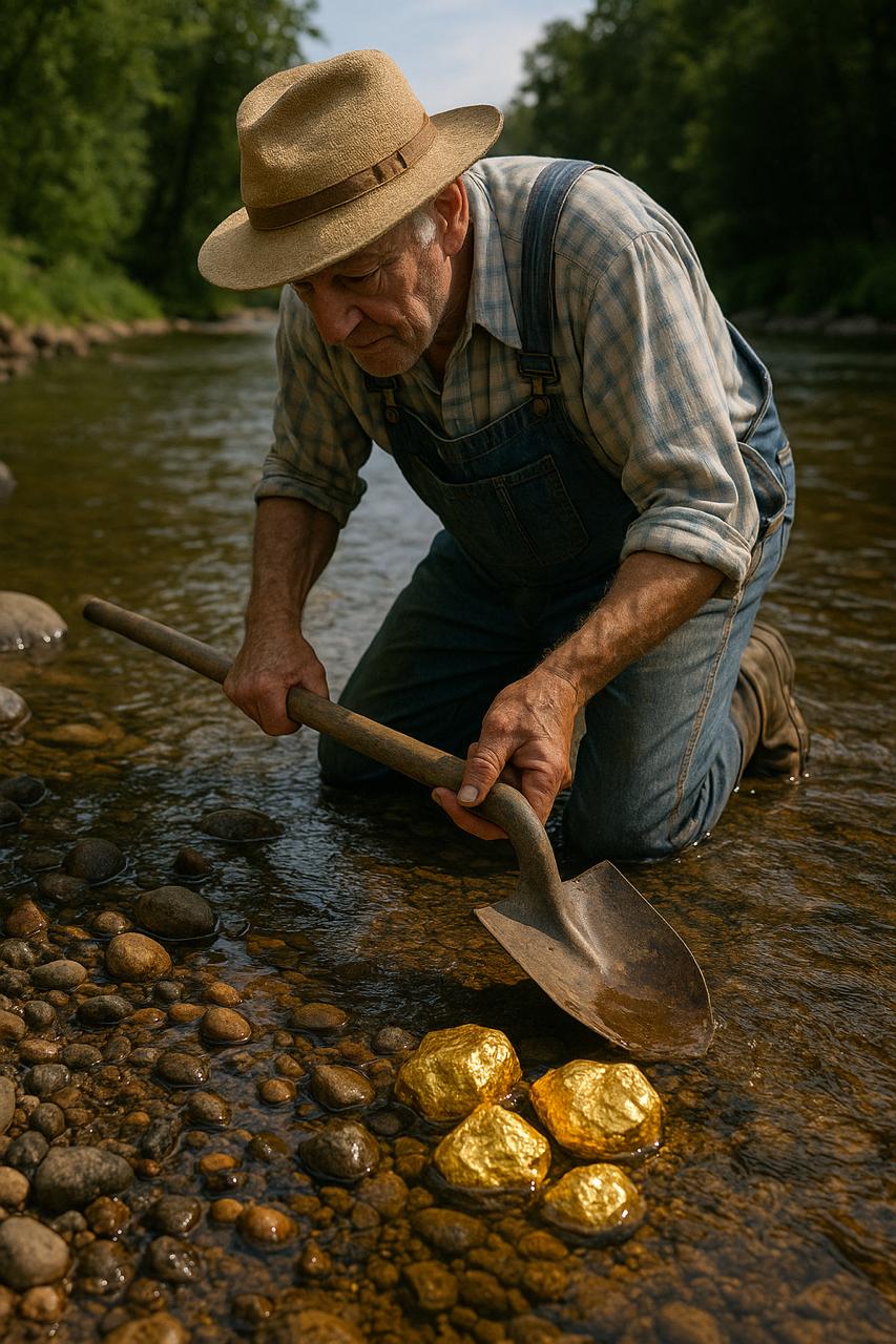 Michel Dupont, un agricultor de 52 años, encontró oro en su jardín convirtiéndose en un hallazgo millonario . Imagen simulada por IA