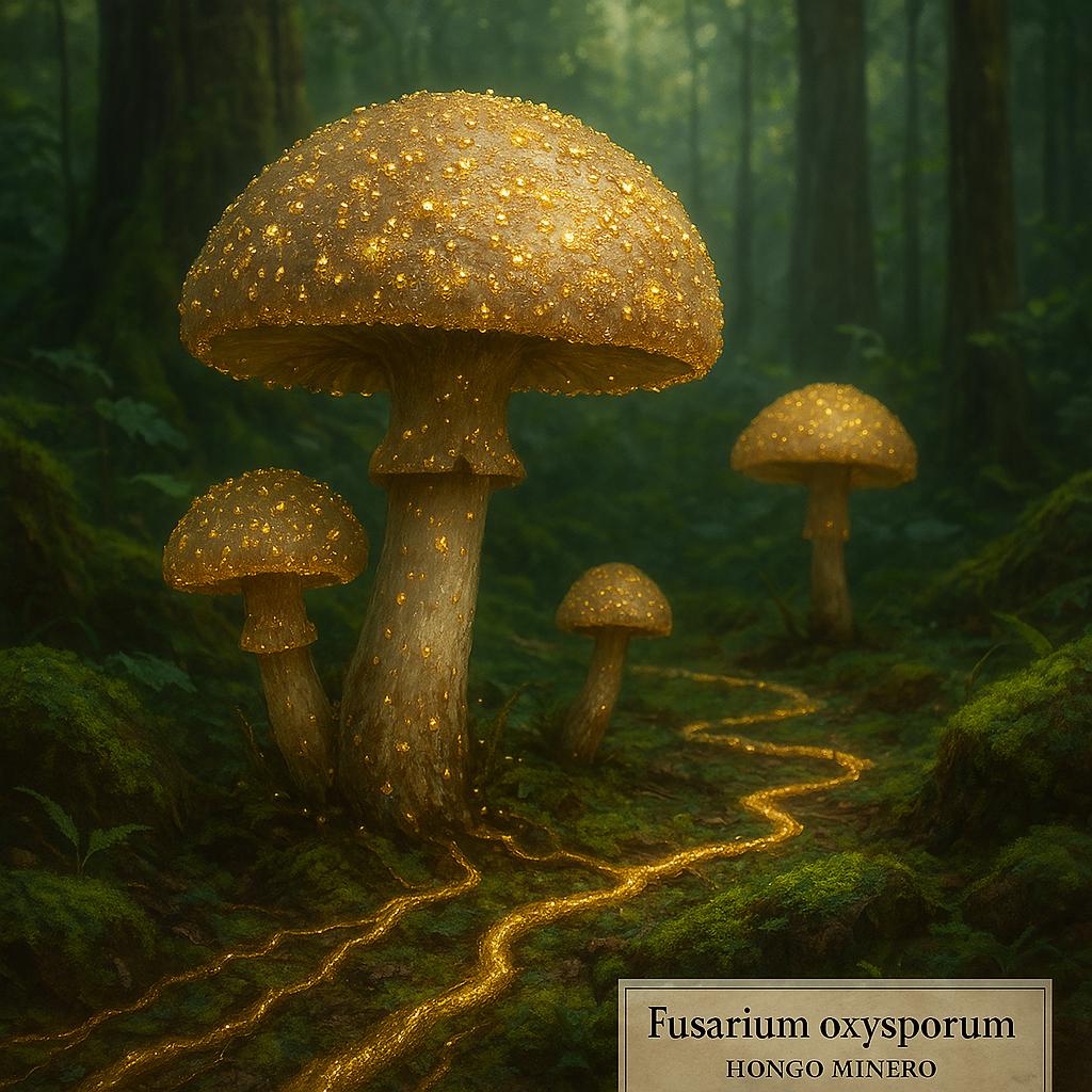 El Fusarium oxysporum puede disolver partículas de oro y precipitarlo en su superficie, formando una especie de “capa dorada” alrededor del hongo.