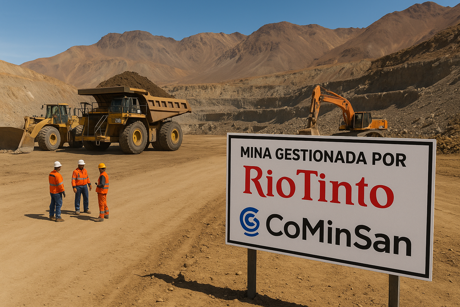 Simulación generado por IA de un posible proyecto en conjunto entre entre CoMinSan y la minera Rio Tinto