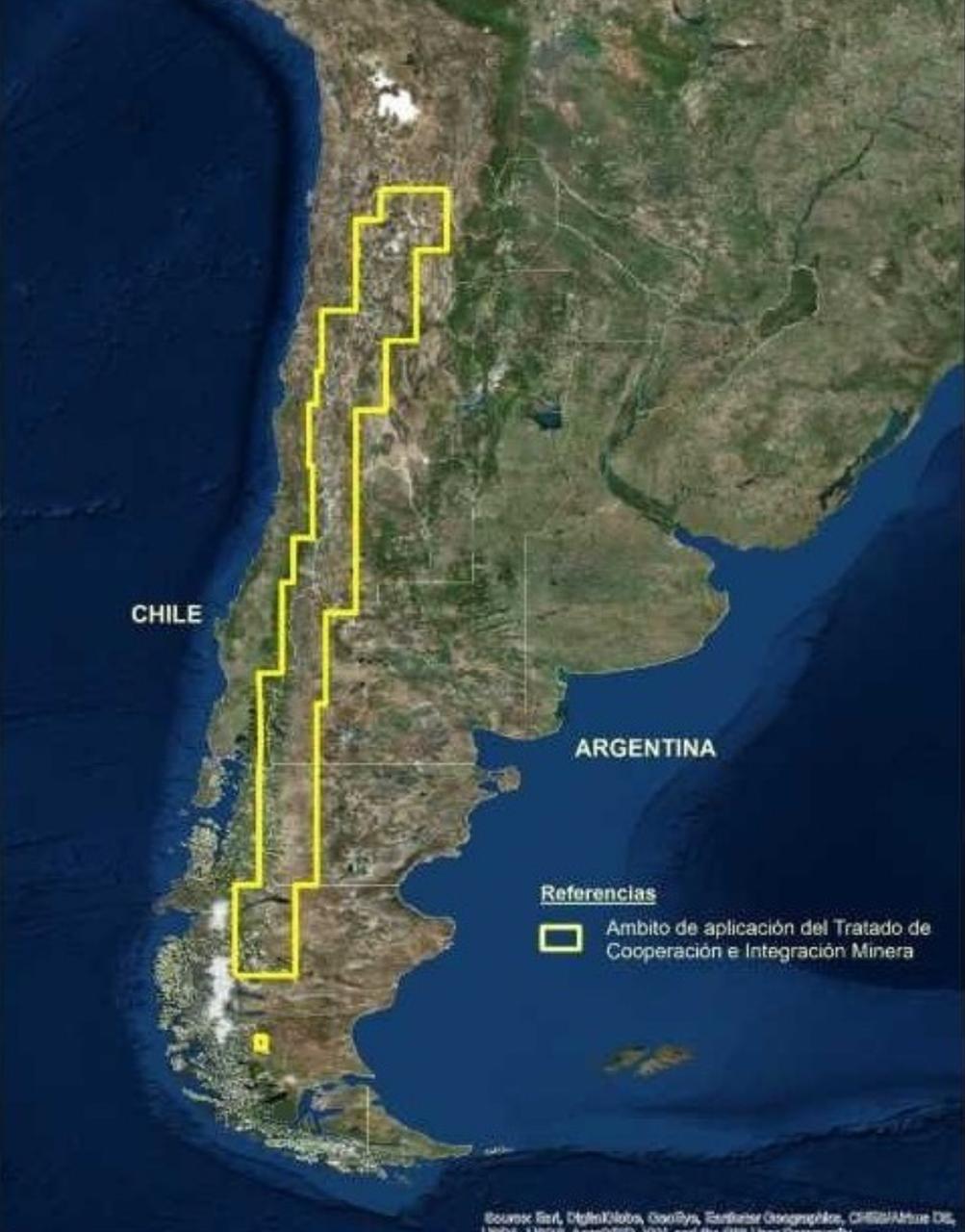El Tratado abarca una franja muy extensa de la frontera entre Chile y Argentina, que afecta a distintas provincias y proyectos mineros 