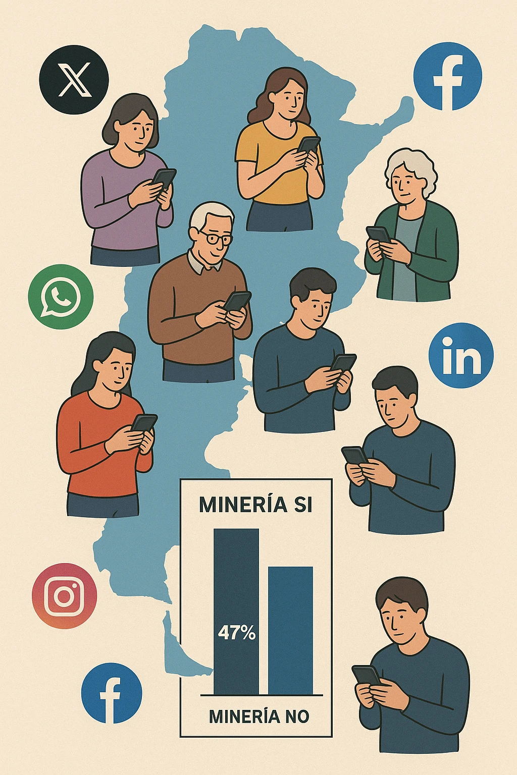 Imagen representativa que muestra el apoyo a la minería de la gente a través de las redes sociales