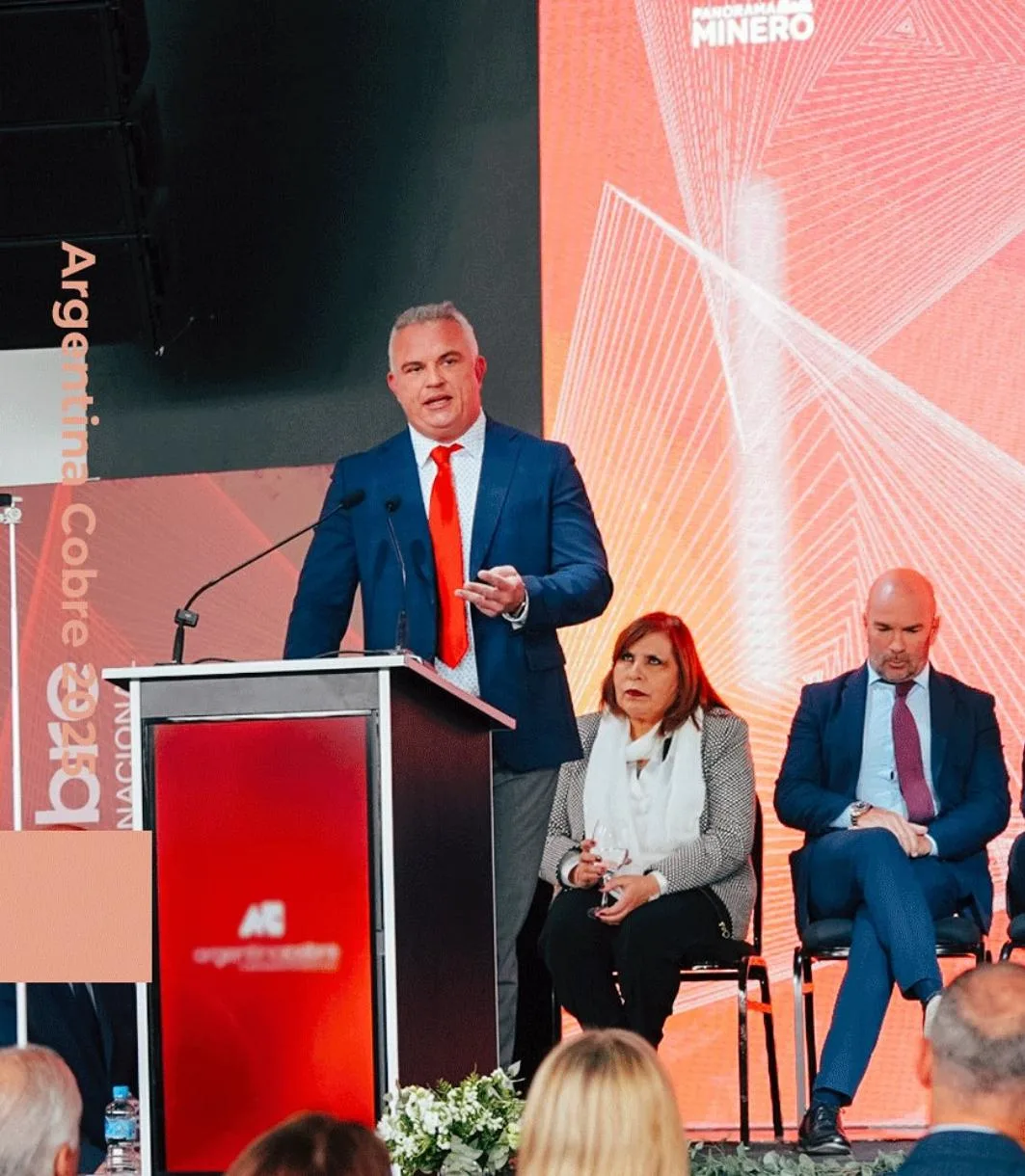 Michael Meding, vicepresidente y gerente general de McEwen Copper en el evento minero del año organizado por Panorama Minero en San Juan