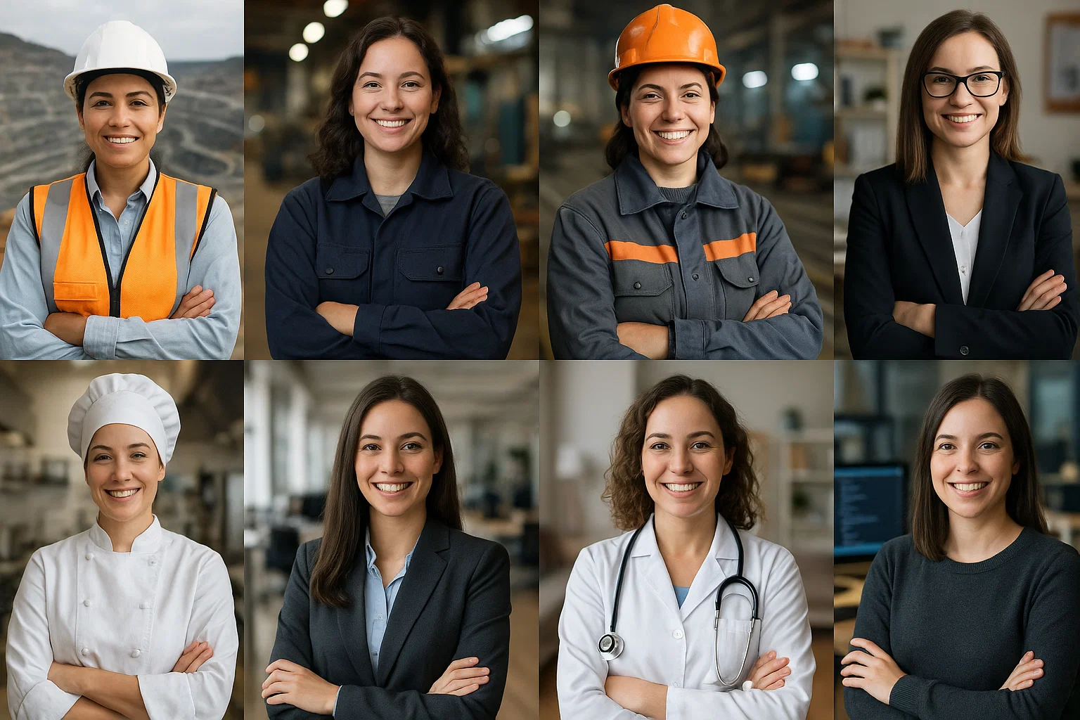 Grupo de mujeres trabajando juntas y colaborando en un taller o proyecto comunitario.