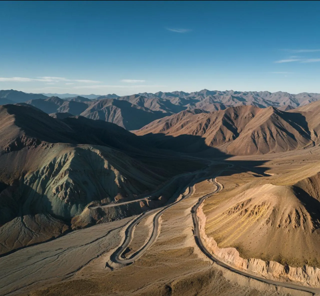Cumbres de la Cordillera de los Andes, fuente de la riqueza mineral de Argentina y Chile.