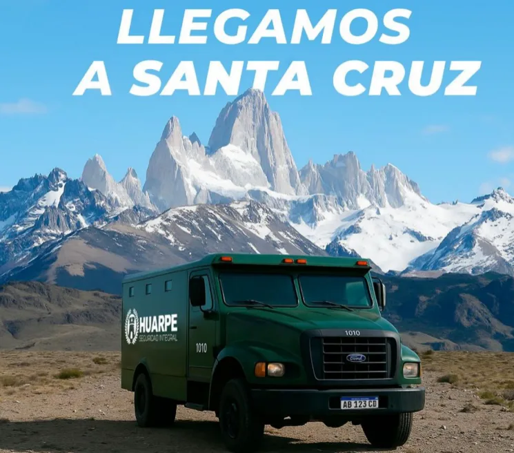Equipo de seguridad de la empresa Huarpe, listos para trabajar en Santa Cruz, Argentina.