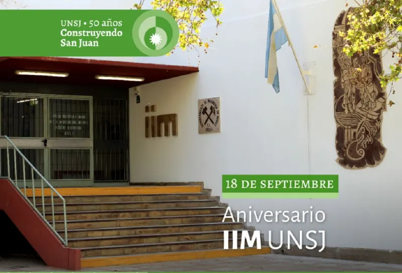 Entrada principal del edificio del Instituto de Investigaciones Mineras en San Juan.