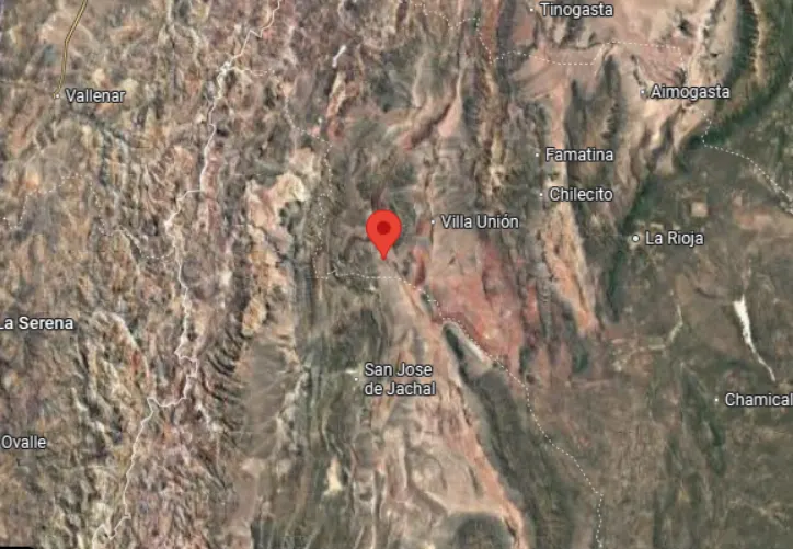 Mapa satelital de Guandacol La Rioja, zona de minería.