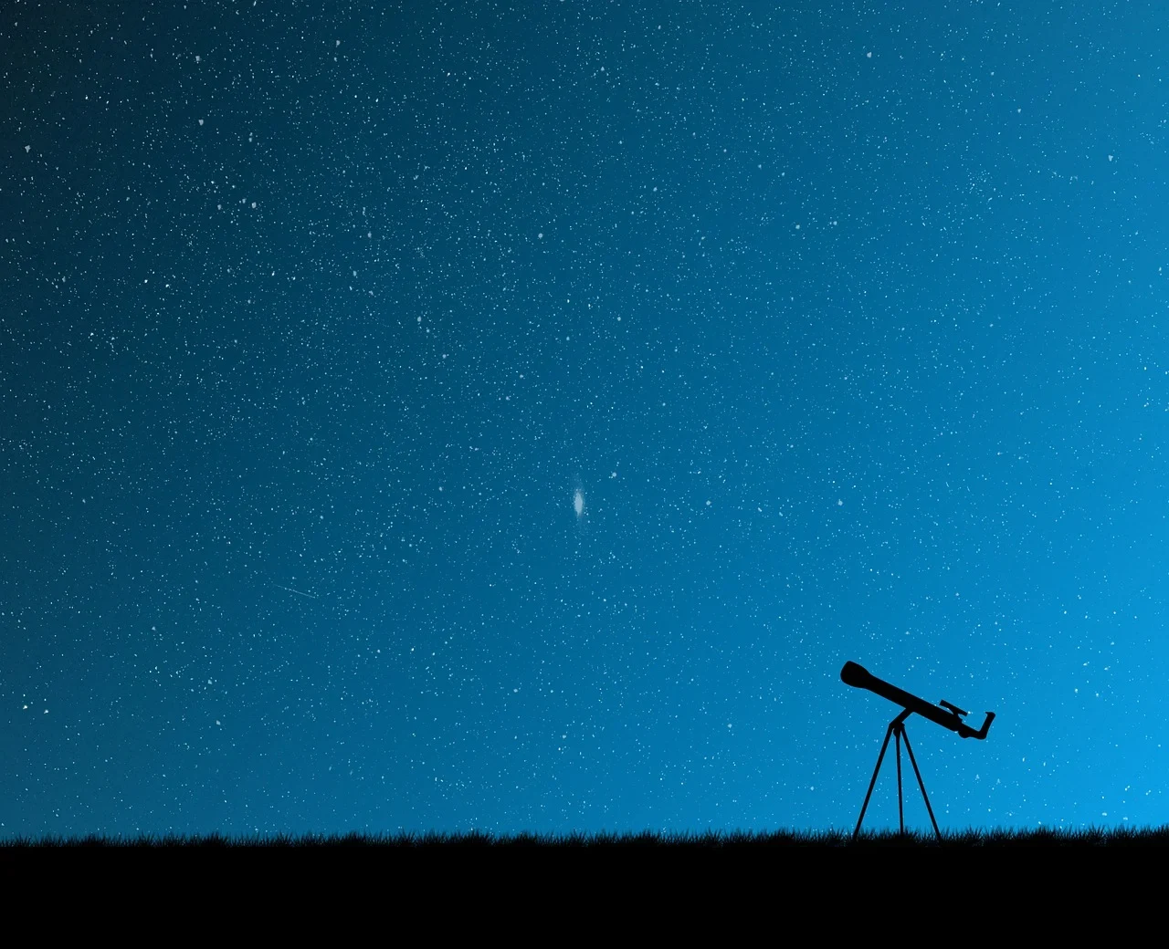 Un cielo nocturno lleno de estrellas o un telescopio apuntando hacia arriba.