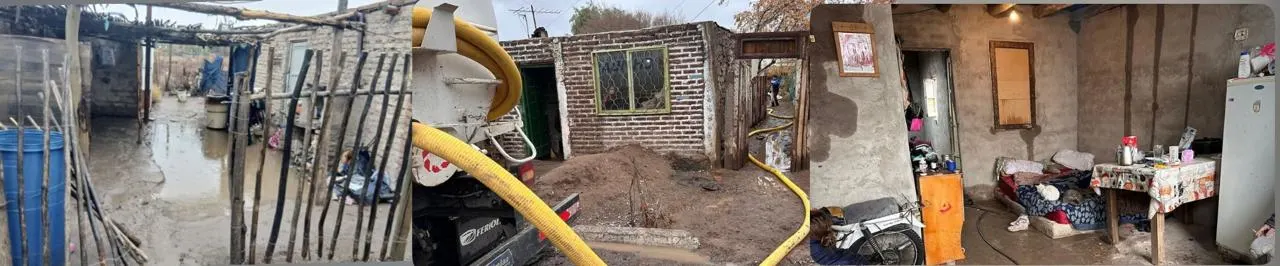 Viviendas sanjuaninas inundadas por las lluvias, mostrando la precariedad de la infraestructura local