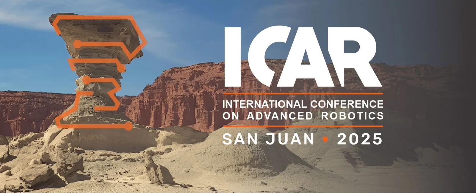  Logo de ICAR 2025 con las palabras International Conference on Advanced Robotics San Juan Argentina.