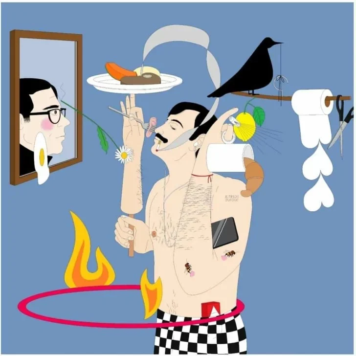 Obra "Autorretrato (20254)" de Alfredo Dufour, un dibujo digital adquirido por el Museo Franklin Rawson en ArteBa.