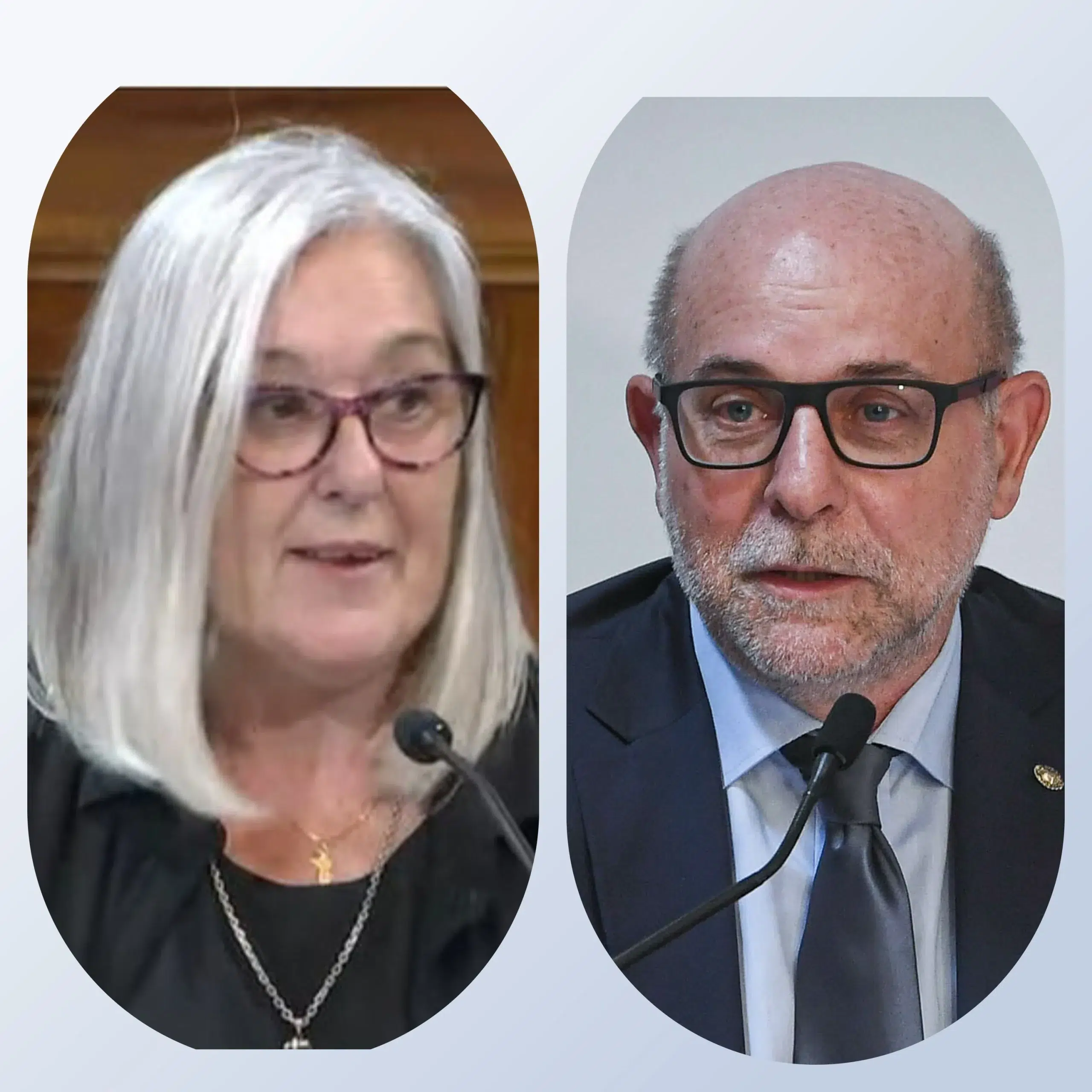 Fotografía de los senadores Flavio Fama y Edith Terenzi, responsables del proyecto base para la ley de cierre de minas.