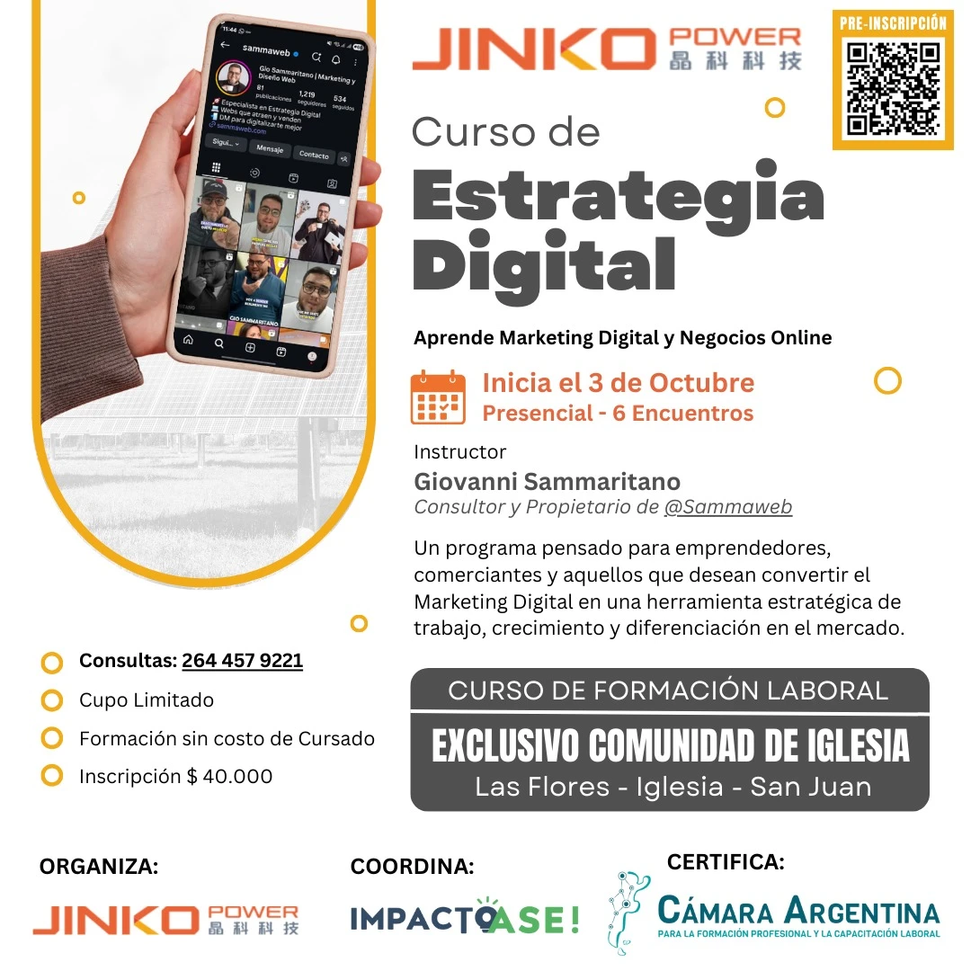 Banner institucional del curso de estrategia digital de Jinko y ASE