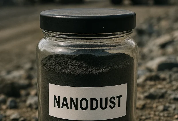 Una muestra del producto NanoDust, la solución para el polvo en minería.