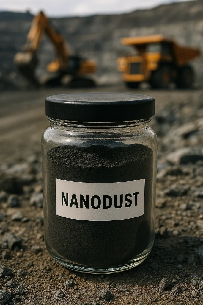 Una muestra del producto NanoDust, la solución para el polvo en minería.