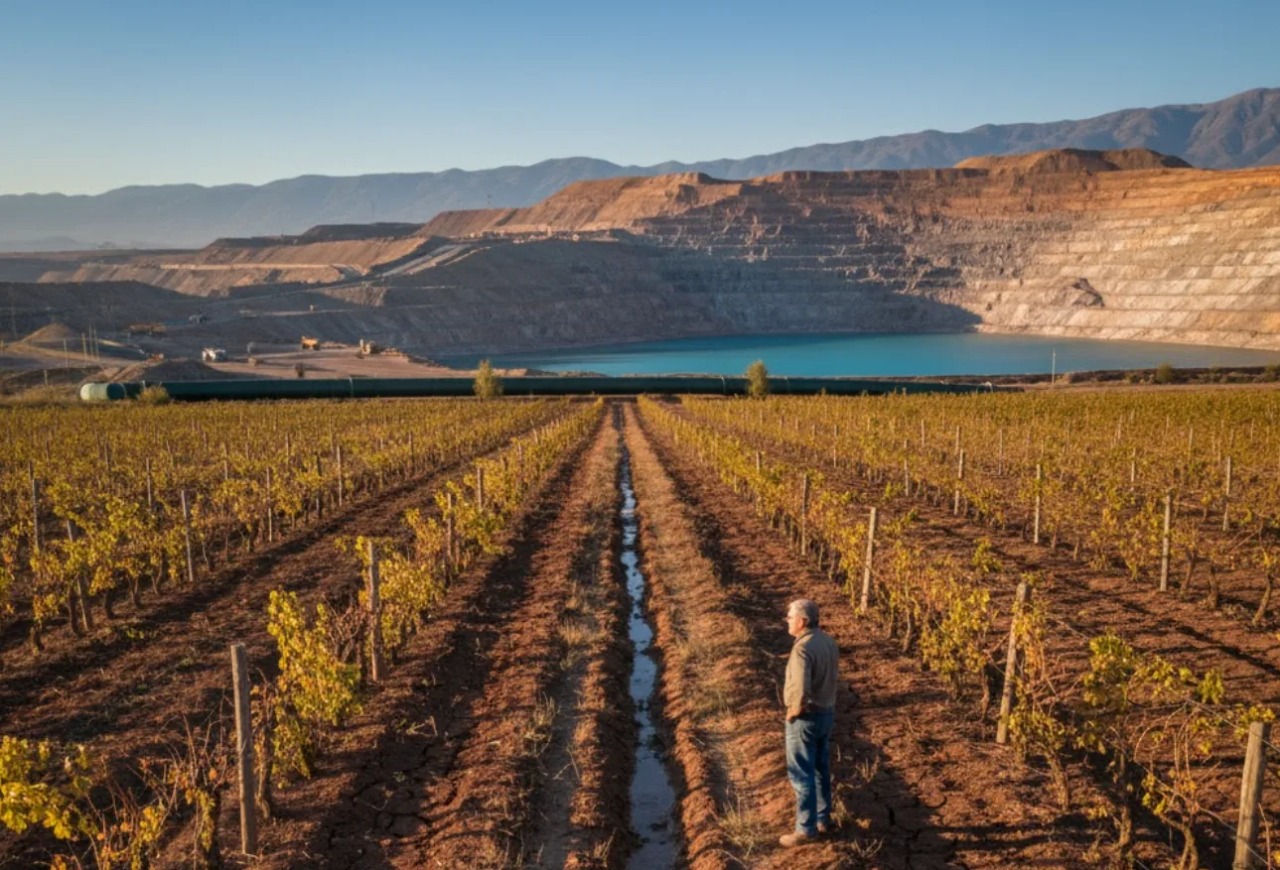 Paisaje árido del campo de San Juan que refleja el impacto de la crisis hídrica en la agricultura.