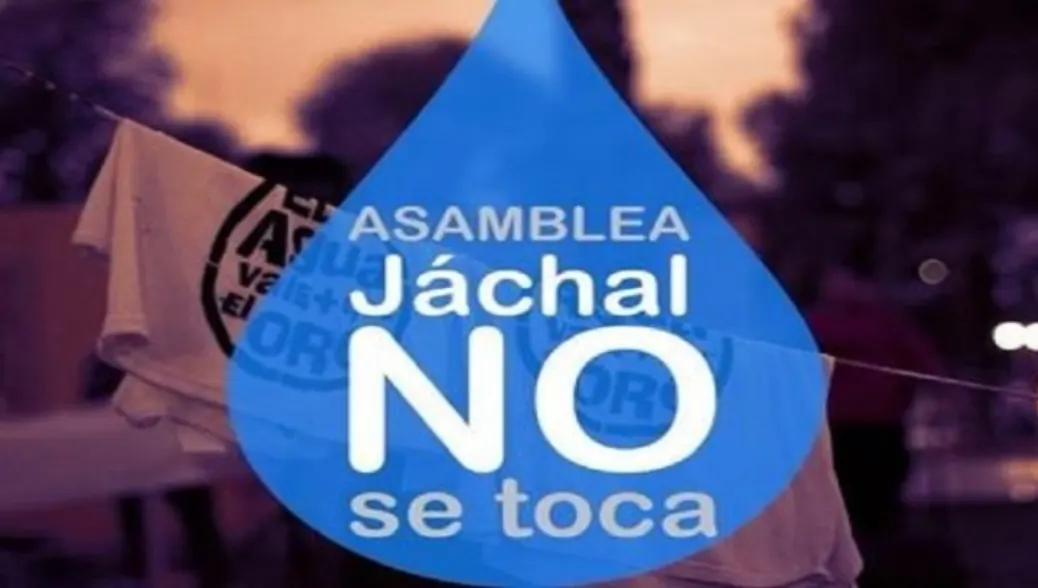 Imagen representativa de una gota de agua con le leyenda Jáchal no se toca