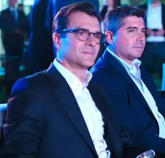 Juan José retamero y Marcelo Orrego durante la inauguración de las nuevas oficinas de Minas Argentinas.