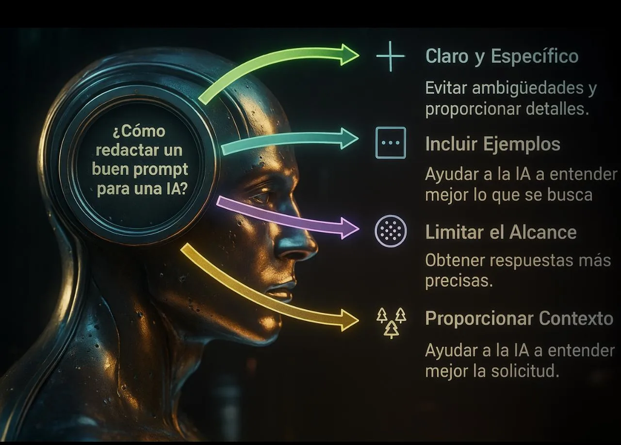 Infografía sobre como redactar un buen prompt