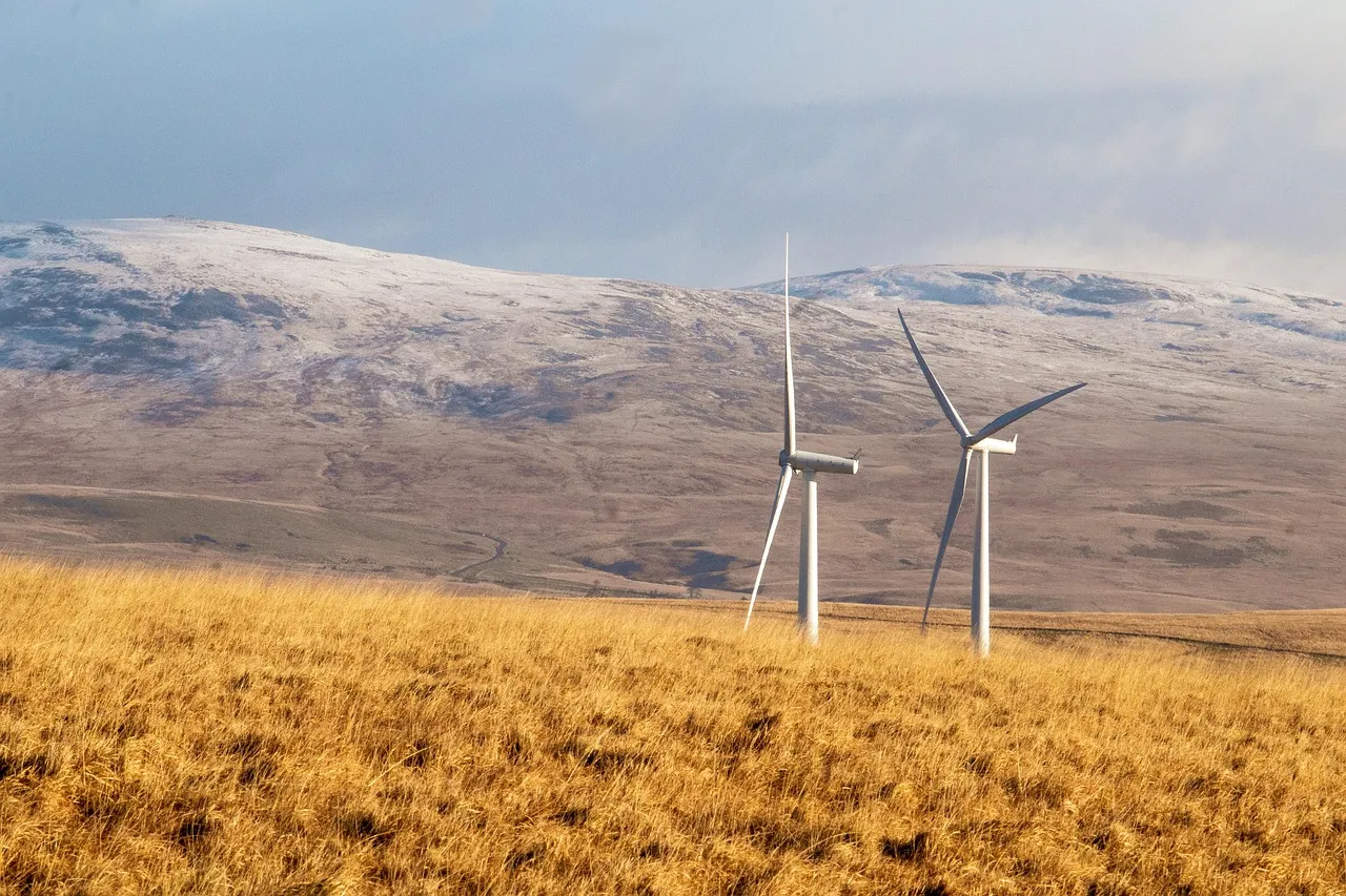  Turbinas eólicas ilustrando el concepto de transición energética y energías renovables. 