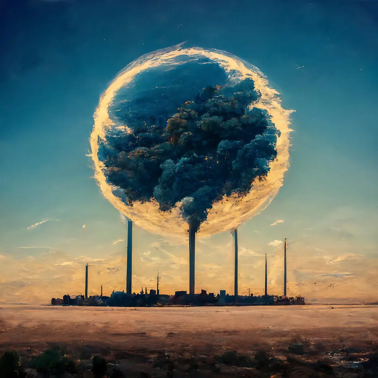  Imagen conceptual de reducción de emisiones de carbono o huella ambiental en la minería.