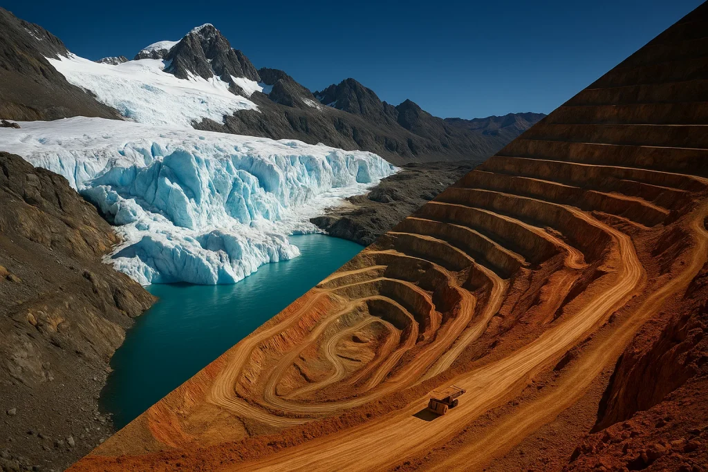 Imagen de Acero y Roca Glaciares en contraposición con la minería. Imagen de Acero y Roca