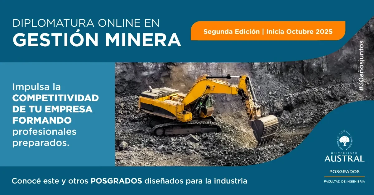 Flyer de la diplomatura online en gestión minera