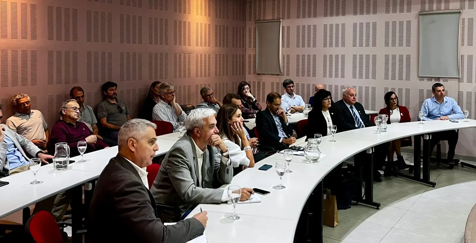 Evento Conexión Minera en el auditorio de la Facultad de Ingeniería de la UNSJ, con público presente.