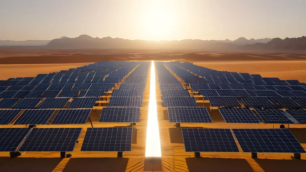 Paneles solares en un paisaje árido