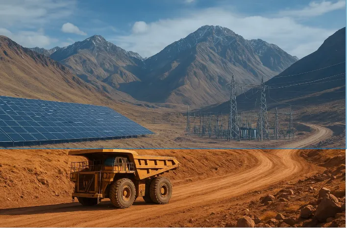 Proyectos de energía minería cobre San Juan. Infraestructura eléctrica de alta tensión para la industria.