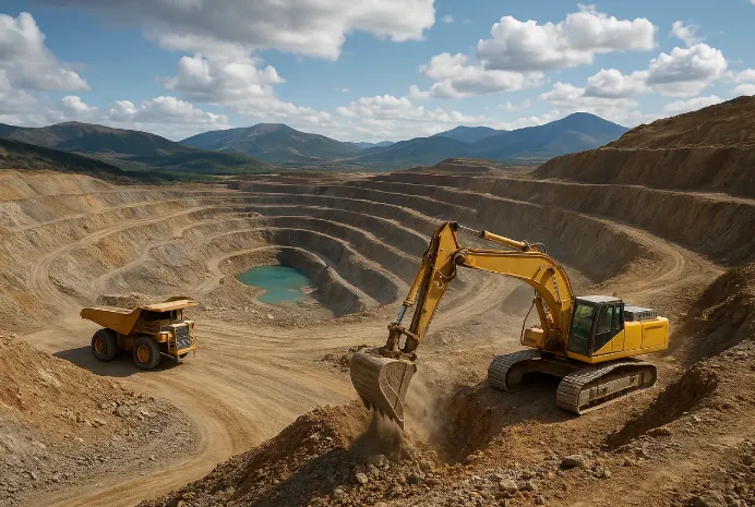 Vista de un paisaje después del cierre de minas y remediación en una zona minera.