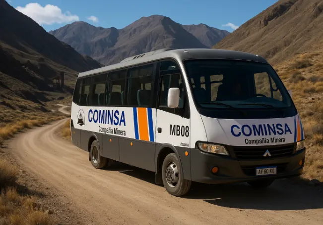 Minibús 4x4 ágil, flota de transporte minero seguro San Juan