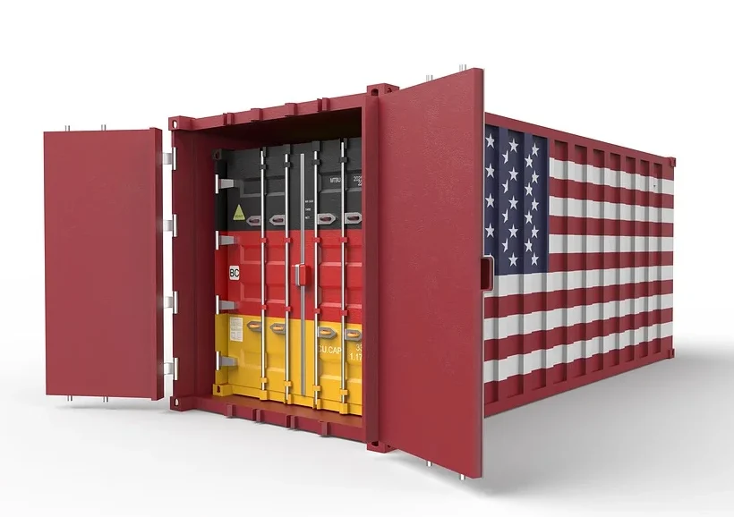 China suspende restricción a minerales críticos para EEUU: Contenedor con la bandera de Estados Unidos