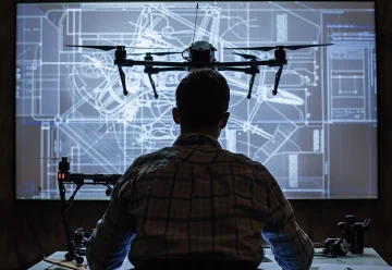 Persona manejando un dron desde una torre de control. Imagen Pixabay