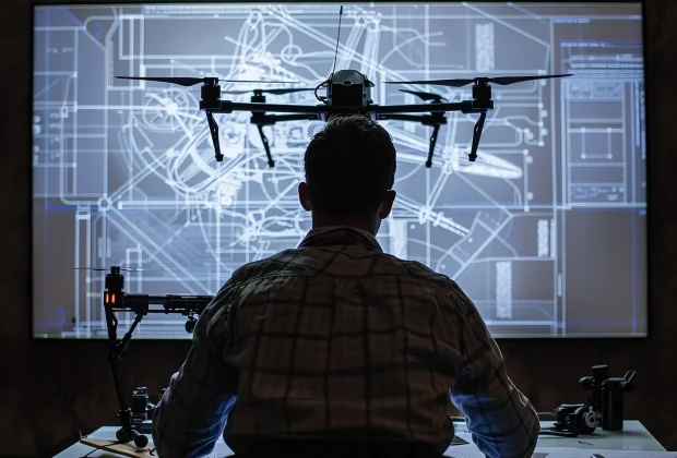 Persona manejando un dron desde una torre de control. Imagen Pixabay