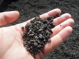 Imagen de una mano con restos volcánicos en primer plano.