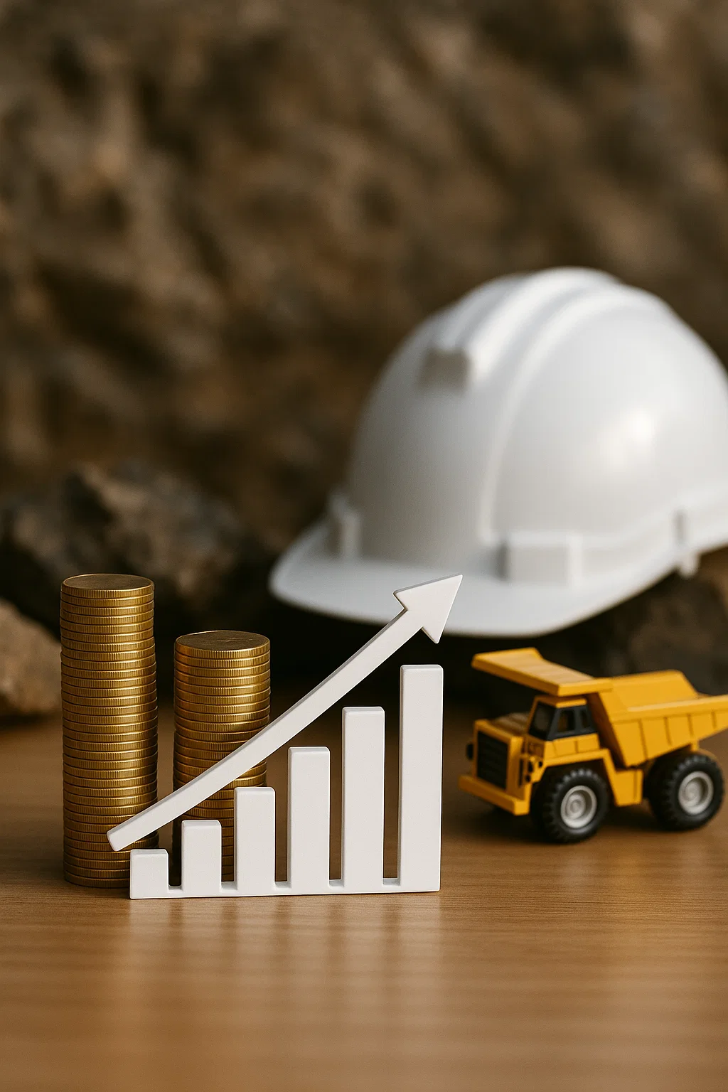 Reforma laboral minería San Juan. Ilustración abstracta que representa la inversión en minería, con elementos financieros y de infraestructura.