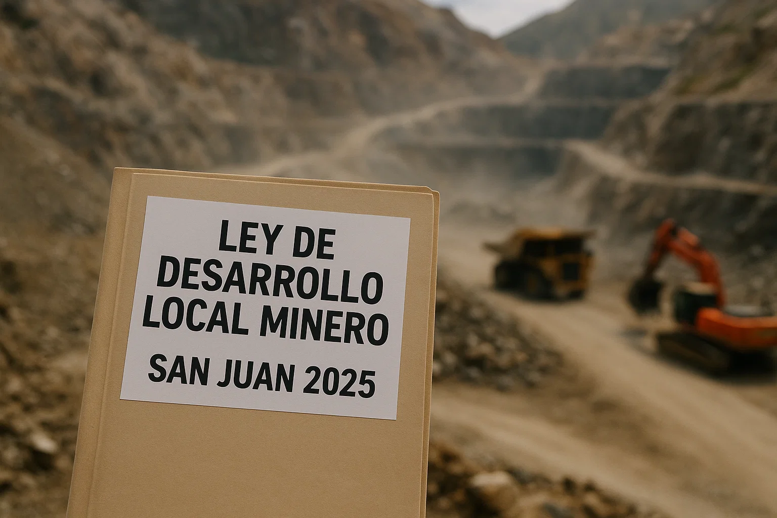 Documento legal o borrador con el título "Ley de Desarrollo Local Minero" y detalles sobre la normativa de San Juan.