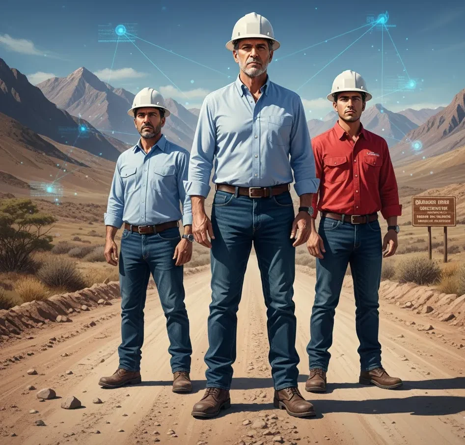 Un grupo de trabajadores de Pymes locales en un entorno industrial, mostrando su participación en el sector minero.