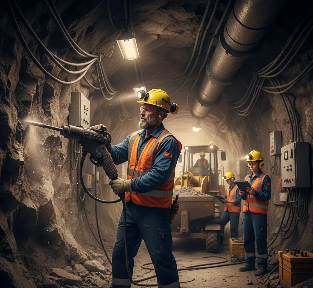 Imagen ilustrativa de ACERO Y ROCA de profesionales trabajando en un proyecto minero.