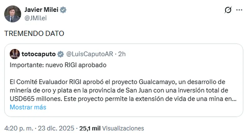 Acero y Roca | Magazine Minero - Gualcamayo se convierte en el primer proyecto de oro aprobado bajo el RIGI argentino