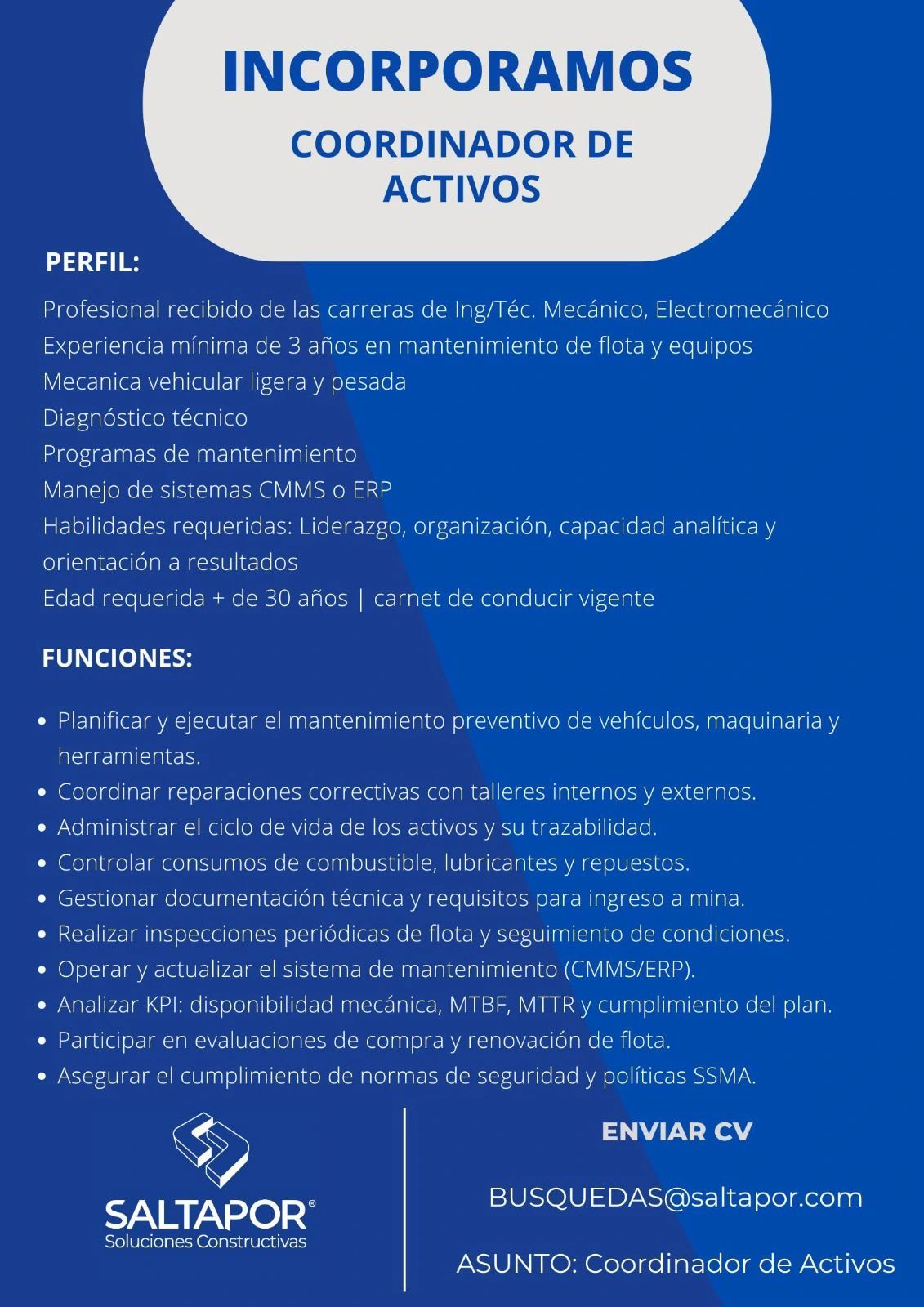 Acero y Roca | Magazine Minero - Ofertas laborales segunda quincena de Diciembre