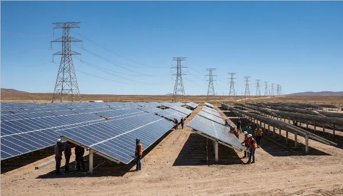 Torres de alta tensión e infraestructura eléctrica para proyectos mineros. Imagen ilustrativa de ACERO Y ROCA
