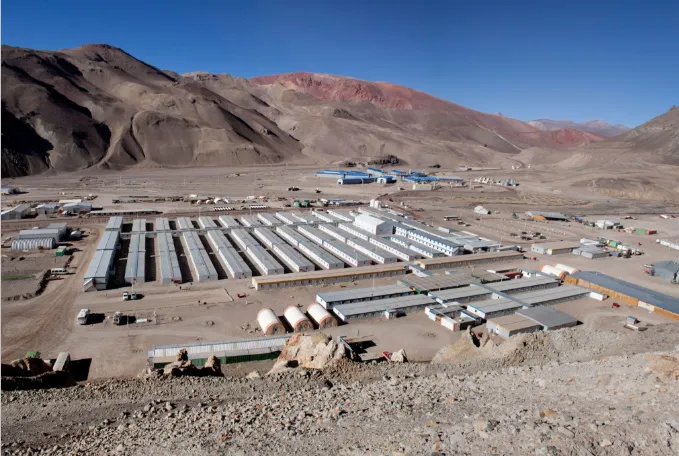 Vista aérea de la mina Veladero en San Juan, Argentina.