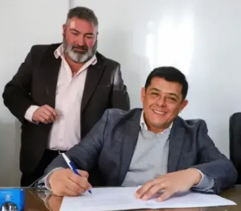 Julio Andino y Matías Espejo en reunión de gabinete en Jáchal.