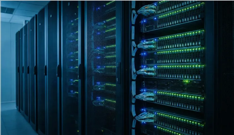 Representación de una base de datos segura o data center, simbolizando la infraestructura controlada de la IA Anita.