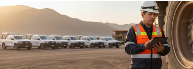 Personal de control de flota de camiones. Imagen ilustrativa de ACERO Y ROCA