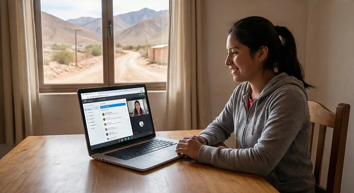 Joven estudiando online para ingresar a la industria minera. Imagen ilustrativa de ACERO Y ROCA