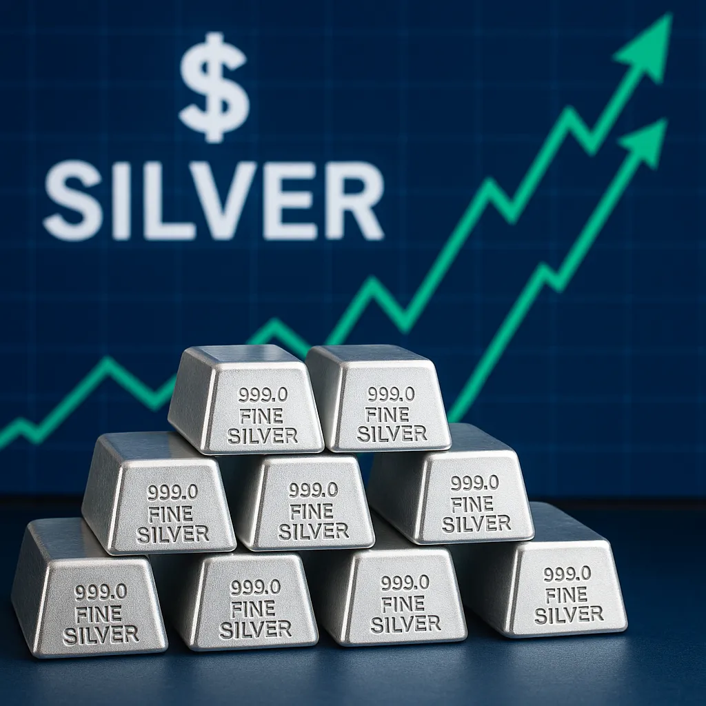 Gráfico del alza histórica en el precio de la plata en el mercado de metales.