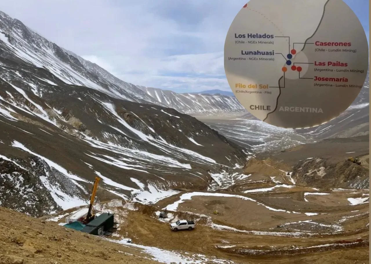 Mapa ilustrativo de las operaciones Lundin a ambos lados de la cordillera